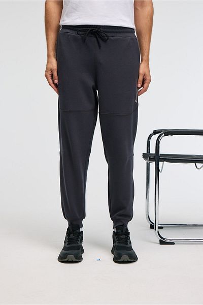 GRIMELANGE Gelido Men's Elastic Waist Cuffed Leg Drawstring Carioca Stitched Printed Anthracite Sweatpants