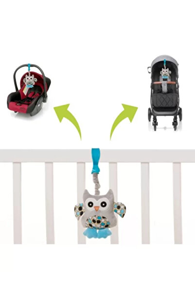 4 Baby Plush Toy for Stroller/Cot 4 Baby SQUEEZE Blue Owls