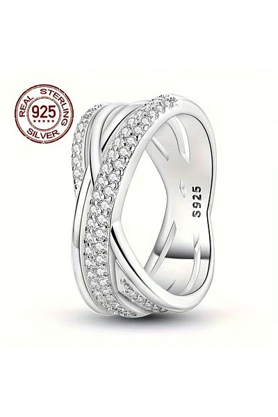 SAFİR Inel Elegant din Argint Pur Autentic 925 Zirconiu Cubic 5.5g Marime 8 Diametru 57mm