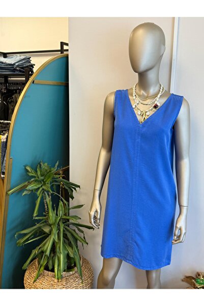 DOLCE QUEEN Women's V-Neck Thick Strap Flowing Dress