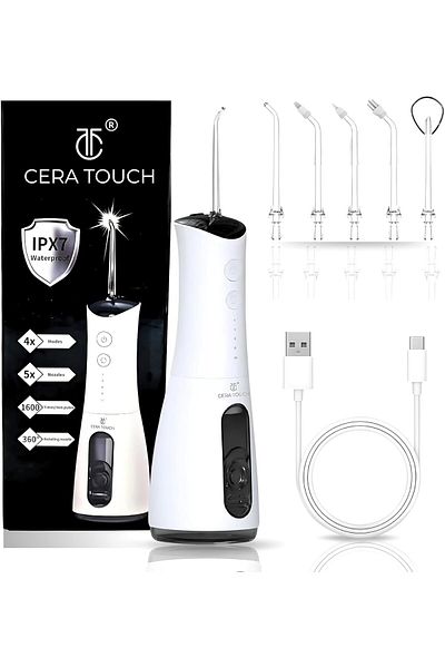 cera touch Water Flosser (1-Year Warranty), Portable Rechargeable Water Flosser for Teeth, Ultrasoni
