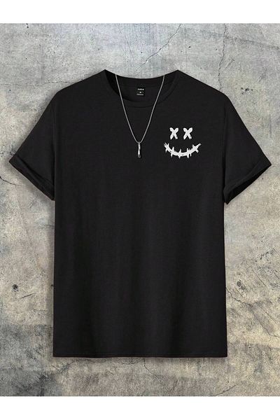 PENTHİLUS Men Short Sleeve Round Neck Geometric Pattern T-Shirt for Summer Outdoor Activities