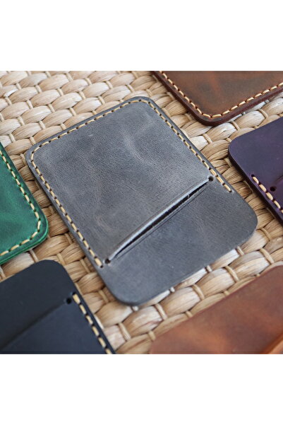 Derici Amca One Shot Genuine Leather Minimal Vertical Card Holder