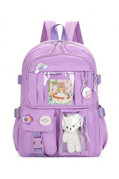 PRİYA JEWELERY Korean Style School Bag Girls and Boys Backpack with Accessories