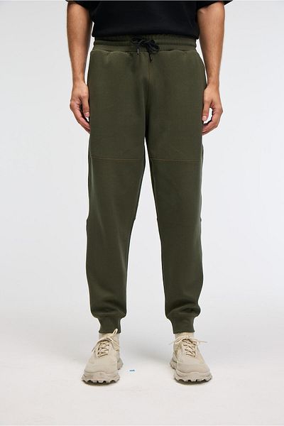 GRIMELANGE Gelido Men's Elastic Waist Cuffed Leg Drawstring Carioca Stitched Printed Khaki Sweatpants
