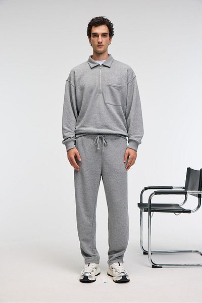 GRIMELANGE Clarence Men's 100% Cotton Drawcord Elastic Waist Back Pocket Ornamental Label Grimelange Sweatpants