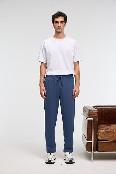 GRIMELANGE Clarence men's 100% cotton corded elastic waist back pocket decorated indigo sweatpants