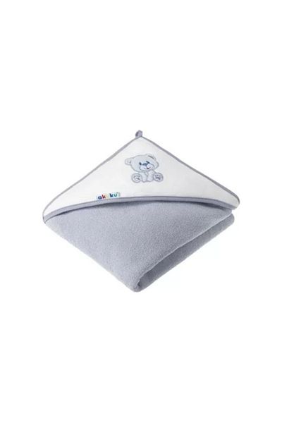 Akuku Bath Towel with Hood 100 x 100 cm 100% Cotton Gray Teddy Bear