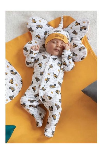 Nicol Cotton Romper 100% 'Big Trucks' Collection 2021 White Size 86