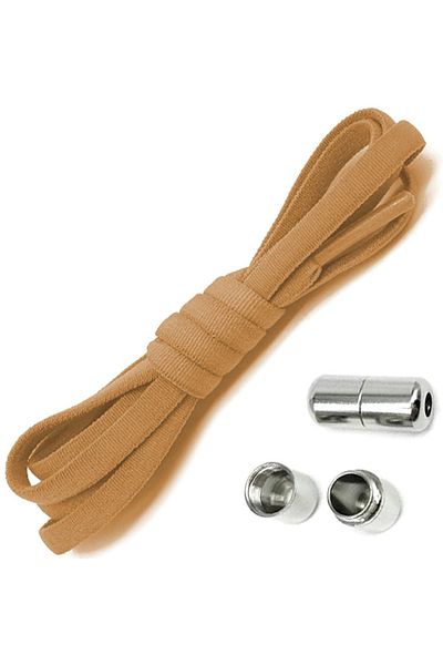 OEM Elastic Shoelaces with NO TOUCH system with Metal Capsule, Round, Brown