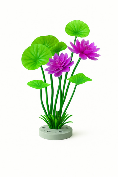 OEM Planta Artificială Lotus Rosu pentru Acvariu – Decor Realist, Non-Toxic, 20cm
