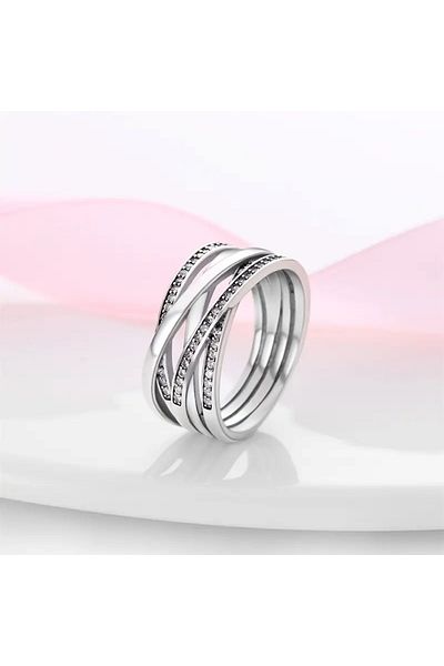 SAFİR Inel argint pur 925 cu zirconiu strălucitor unic, design în cruce 5.5g Marime 8 Diametru 57mm