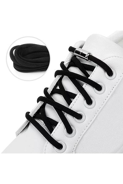 OEM Elastic Shoelaces, NO TOUCH system with Metal Capsule, Black