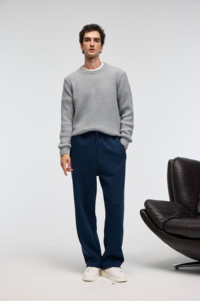 GRIMELANGE Benson Men's Drawcord Elastic Waist Relaxed Fit Navy Blue Sweatpants