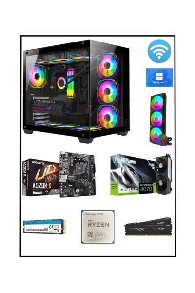 RAMTECH BİLGİSAYAR RTX 4070 12GB + Ryzen 7 5700X | 32GB RAM | 1TB NVMe SSD | 360mm ARGB Sıvı Soğutma Gaming Bilgisayar