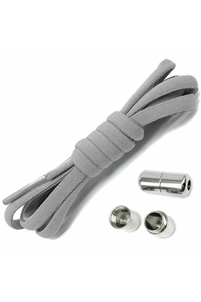 OEM Elastic Shoelaces with NO TOUCH system with Metal Capsule, Round, Gray