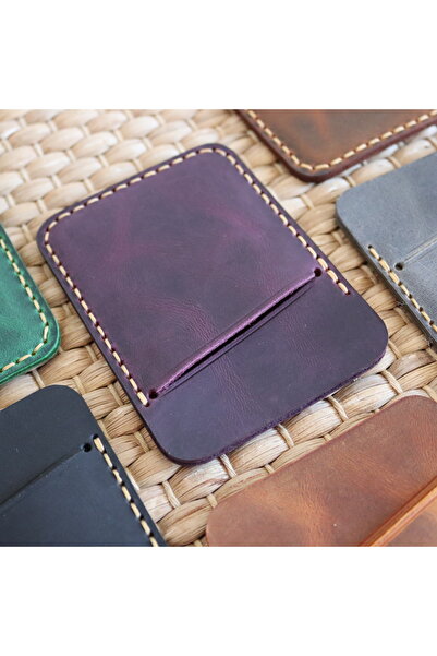 Derici Amca One Shot Genuine Leather Minimal Vertical Card Holder