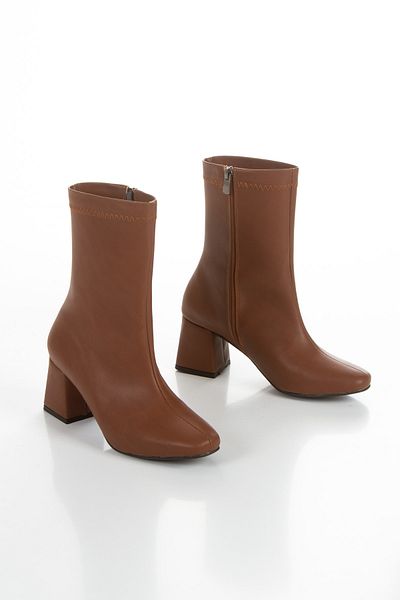 muhhu moda Women'S, Blunt Toe, Heeled Boots, Side Zipper,