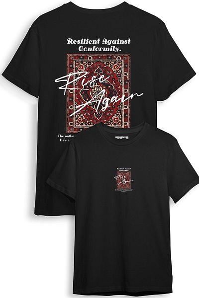 onsrawear Carpet Motif Vintage Rise Again Design Printed Front and Back Printed Unisex 100% Cotton Basic T-Shirt