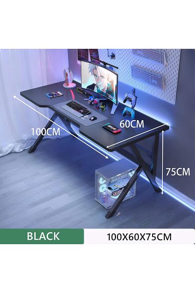 Generic Large Gaming Desk 100x60x75cm, Computer Desk K-Shaped Gaming Table, Game Workstation Black