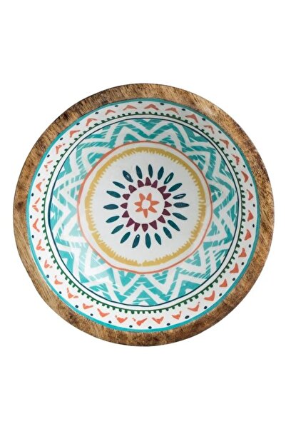 divendi-ro Aztec pattern bowl, enameled wood, diameter 20x8cm, multicolor