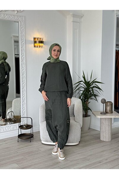 MissWhence Şalvarlı Tunik Takım Haki 37002