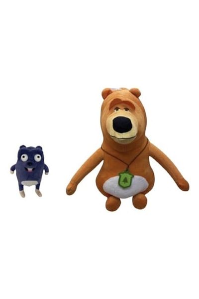 MASHASHOP Set 2 Plush Mascots, Grizzy Bear and Lemmings, MASHASHOP, Multicolor, 50 cm - 25 cm