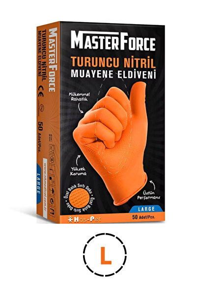 MasterForce قفازات نيتريل برتقالية مقاس كبير
