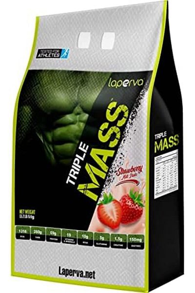 Laperva Labrada Triple Mass High-Calorie Protein Powder Strawberry Flavor 13lb