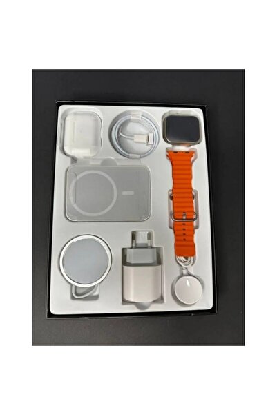 divendi-ro Modern 6 in 1 set with 49mm smartwatch, 2" display, powerbank, in-ear headphones, orange