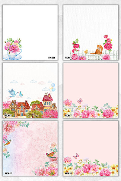 Ficksy دفتر ملاحظات على شكل زهرة - مقاس 9*9 سم - 50 ورقة - دفتر ملاحظات - مذك...