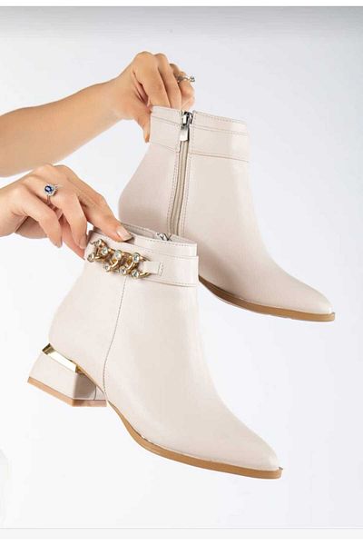 Zenvea Daily Women's Boots with Stone Pearl Heels