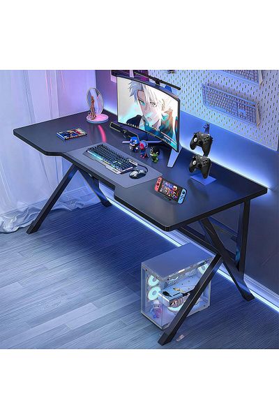 Generic Large Gaming Desk 100x60x75cm, Computer Desk K-Shaped Gaming Table, Game Workstation Black