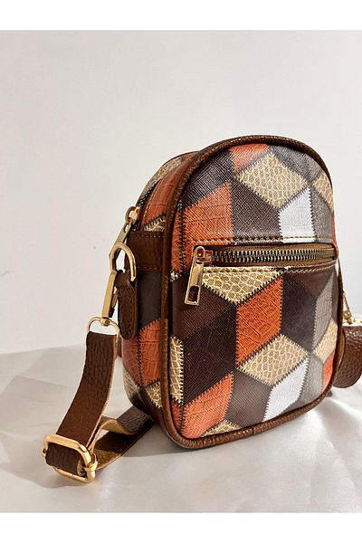 MODA Ethnic Mosaic Patterned Small Size Leather Women's Shoulder Bag