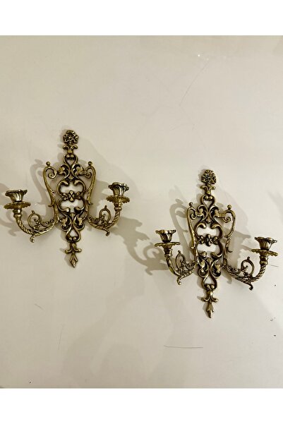 Handmade ESTERHOMEDECOR 2’li Pirinç duvar apliği pirinç şamdan