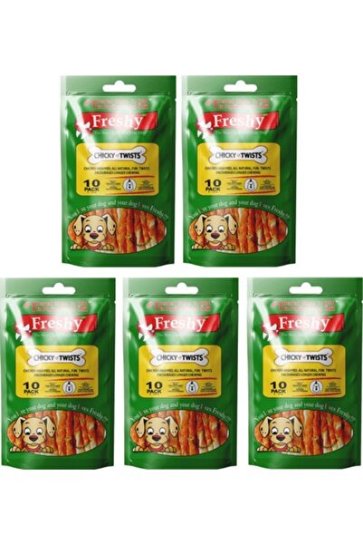 Pedigree Freshy Chicky Twists 5 Paketlik Set - 50 Adet Tavuk Eti Kaplı Burgu ...