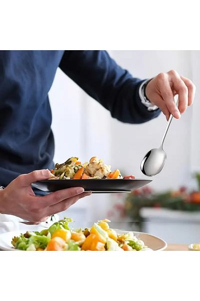 Mode Cool 2Pcs 21cm Stainless Steel Luxury Serving and Salad Spoon – Durable Steel Food Serving Spatula