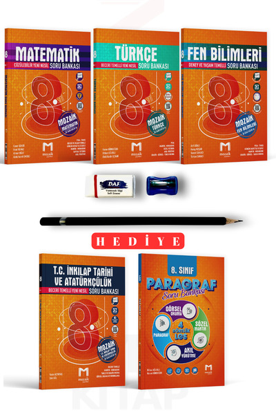 Mozaik Yayınları 8.Sınıf Tüm Dersler Soru Bankası Seti 5 Kitap(Kalem Seti Hed...