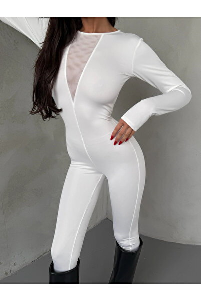 AFİTAP Tulle Detail Gathering Jumpsuit