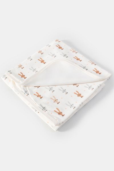 MAHFEL 100% Cotton Organic Rabbit Printed Baby Kids Blanket