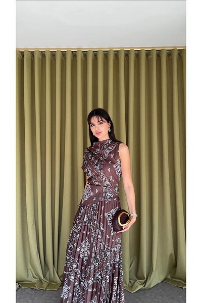 HAZELANNA Patterned Asymmetrical Satin Blouse