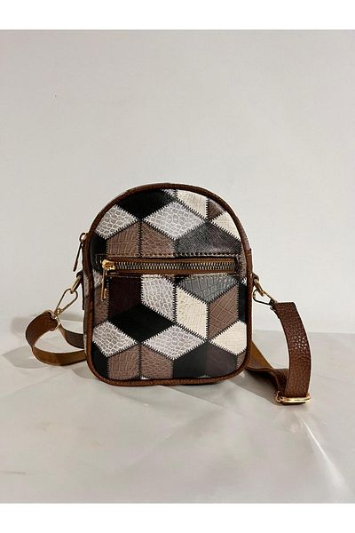 MODA Ethnic Mosaic Patterned Small Size Leather Women's Shoulder Bag