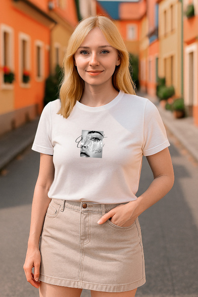 HUBERYWEAR Tricou de damă cu imprimeu portret de fată, croială confortabilă -...