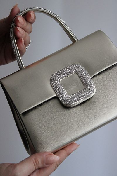 Mimoza Women's Evening Dress Bag - Evening Dress Bag with Crystal Stone Buckle
