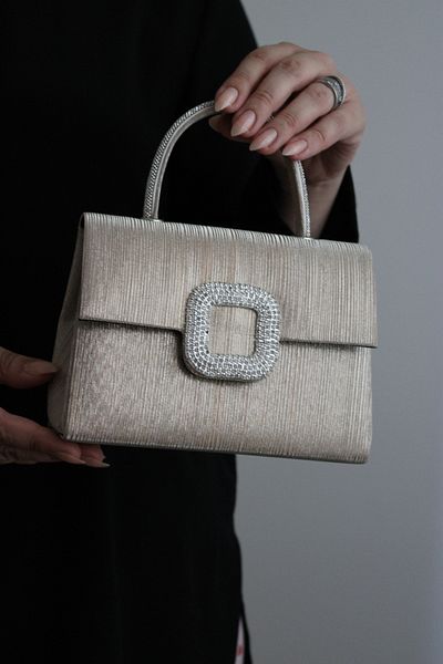 Mimoza Women's Evening Dress Bag - Evening Dress Bag with Crystal Stone Buckle