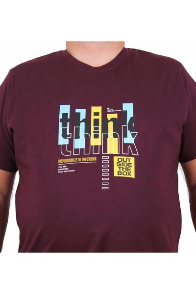 MocGrande Ανδρικό μπλουζάκι με λαιμόκοψη σε μεγάλο μέγεθος Think 25184 MURDUM