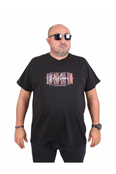 MocGrande Tricou pentru bărbați de mărime mare cu gâtul O Edge 25190 NEGRU