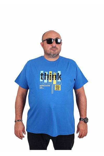 MocGrande Men's Plus Size Crew Neck T-Shirt Think 25184 Saks