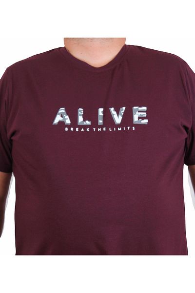 MocGrande Men's Plus Size Crew Neck T-Shirt Alive 25187 Murdum