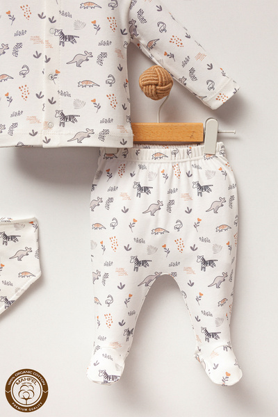 MAHFEL 100% Cotton Organic Kangaroo Printed Newborn Hospital Discharge Set 5 Pieces